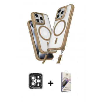 MARSİLYAN™- iPhone 15 Pro Max Kılıf Atlas Doku Koleksiyonu - Siyah Bilvis 3D Mat Cam Ekran Koruyucu + PVD Metal Kamera Lens - GI