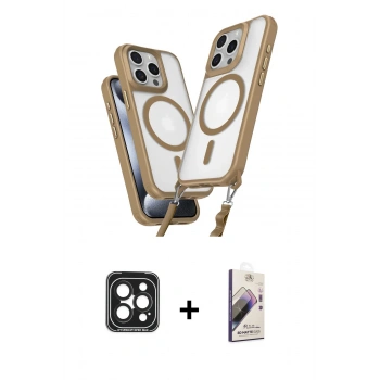 MARSİLYAN™- iPhone 15 Pro Max Kılıf Atlas Doku Koleksiyonu - Siyah Bilvis 3D Mat Cam Ekran Koruyucu + PVD Metal Kamera Lens - SH