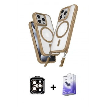 MARSİLYAN™- iPhone 15 Pro Max Kılıf Atlas Doku Koleksiyonu - Siyah Bilvis 5in1 5D Magic Hayalet Cam Ekran Koruyucu + PVD Metal Kamera Lens - TU