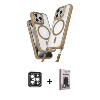 MARSİLYAN™- iPhone 15 Pro Max Kılıf Atlas Doku Koleksiyonu - Siyah Bilvis Hayalet Cam Ekran Koruyucu + PVD Metal Kamera Lens - GI
