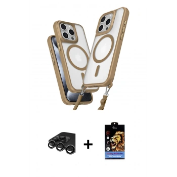 MARSİLYAN™- iPhone 15 Pro Max Kılıf Atlas Doku Koleksiyonu - Siyah Buffer Hayalet Cam Ekran Koruyucu + Raze Metal Kamera Lens - TMGI