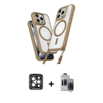 MARSİLYAN™- iPhone 15 Pro Max Kılıf Atlas Doku Koleksiyonu - Siyah Vanessa Magic Hayalet Cam + PVD Metal Kamera Lens - GI