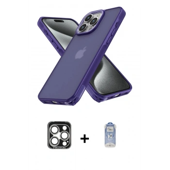 MARSİLYAN™- iPhone 15 Pro Max Kılıf Atlas Form - Siyah Joko Magic 5D Cam + PVD Metal Kamera Lens - GS