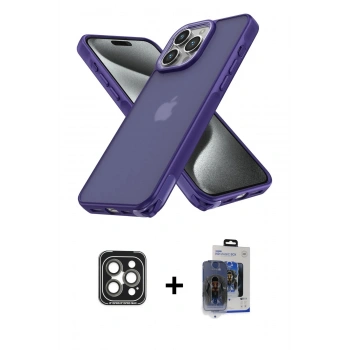 MARSİLYAN™- iPhone 15 Pro Max Kılıf Atlas Form - Siyah Vanessa Magic Cam + PVD Metal Kamera Lens - GI
