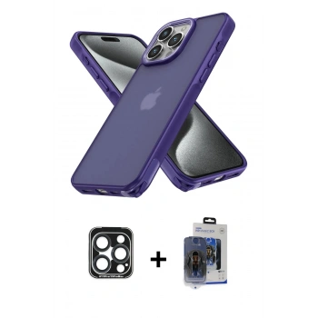 MARSİLYAN™- iPhone 15 Pro Max Kılıf Atlas Form - Siyah Vanessa Magic Cam + PVD Metal Kamera Lens - LT