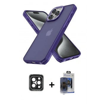 MARSİLYAN™- iPhone 15 Pro Max Kılıf Atlas Form - Siyah Vanessa Magic Cam + PVD Metal Kamera Lens - SH
