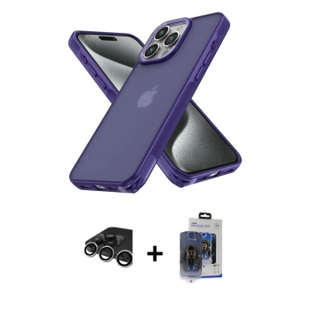MARSİLYAN™- iPhone 15 Pro Max Kılıf Atlas Form - Siyah Vanessa Magic Cam + Raze Metal Kamera Lens - GS