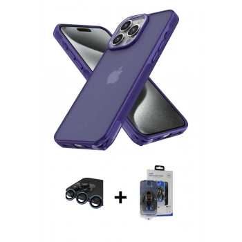 MARSİLYAN™- iPhone 15 Pro Max Kılıf Atlas Form - Siyah Vanessa Magic Cam + Raze Metal Kamera Lens - LT