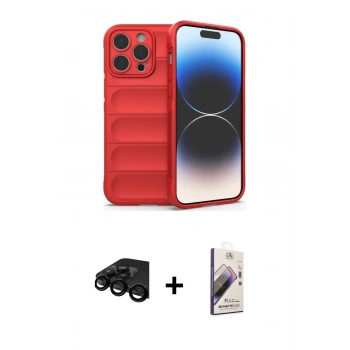 MARSİLYAN™- iPhone 15 Pro Max Kılıf Atlas Koleksiyonu - Siyah Bilvis 3D Mat Cam Ekran Koruyucu + Raze Metal Kamera Lens - SH