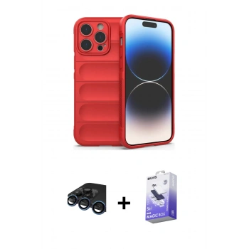 MARSİLYAN™- iPhone 15 Pro Max Kılıf Atlas Koleksiyonu - Siyah Bilvis 5in1 5D Magic Hayalet Cam Ekran Koruyucu + Raze Metal Kamera Lens - LT