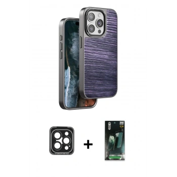 MARSİLYAN™- iPhone 15 Pro Max Kılıf Atlas Minimal Özel Seri - Şeffaf 360 Full Body Arka Koruyucu + PVD Metal Kamera Lens - SH