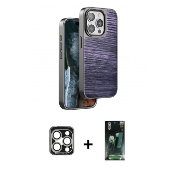 MARSİLYAN™- iPhone 15 Pro Max Kılıf Atlas Minimal Özel Seri - Siyah 360 Mat Full Body Arka Koruyucu + PVD Metal Kamera Lens - GS