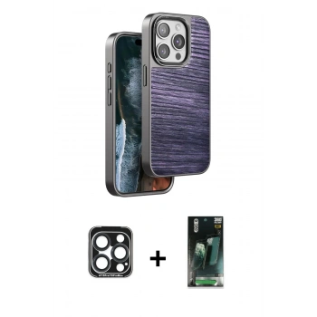 MARSİLYAN™- iPhone 15 Pro Max Kılıf Atlas Minimal Özel Seri - Siyah 360 Mat Full Body Arka Koruyucu + PVD Metal Kamera Lens - LT