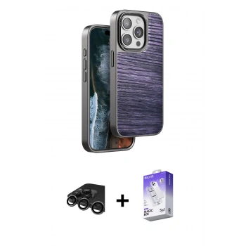 MARSİLYAN™- iPhone 15 Pro Max Kılıf Atlas Minimal Özel Seri - Siyah Bilvis 5in1 3D Magic Cam Ekran Koruyucu + Raze Metal Kamera Lens - TMGI