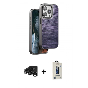 MARSİLYAN™- iPhone 15 Pro Max Kılıf Atlas Minimal Özel Seri - Siyah Bilvis Hayalet Cam Ekran Koruyucu + Raze Metal Kamera Lens - TMGI