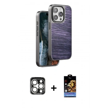 MARSİLYAN™- iPhone 15 Pro Max Kılıf Atlas Minimal Özel Seri - Siyah Buffer Hayalet Cam Ekran Koruyucu + PVD Metal Kamera Lens - GS