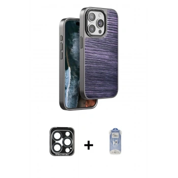 MARSİLYAN™- iPhone 15 Pro Max Kılıf Atlas Minimal Özel Seri - Siyah Joko Magic 5D Cam + PVD Metal Kamera Lens - LT