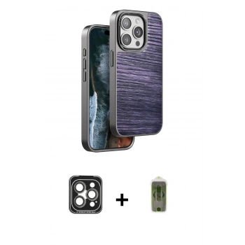 MARSİLYAN™- iPhone 15 Pro Max Kılıf Atlas Minimal Özel Seri - Siyah Joko Magic 5D Hayalet Cam + PVD Metal Kamera Lens - GI