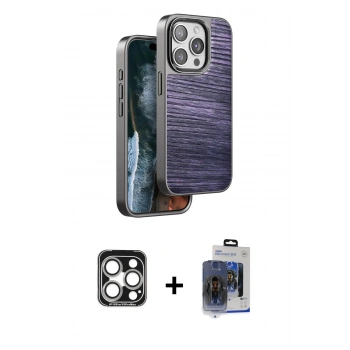 MARSİLYAN™- iPhone 15 Pro Max Kılıf Atlas Minimal Özel Seri - Siyah Vanessa Magic Cam + PVD Metal Kamera Lens - GS