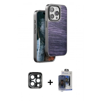 MARSİLYAN™- iPhone 15 Pro Max Kılıf Atlas Minimal Özel Seri - Siyah Vanessa Magic Cam + PVD Metal Kamera Lens - LT