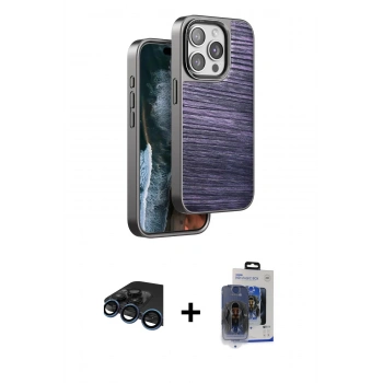 MARSİLYAN™- iPhone 15 Pro Max Kılıf Atlas Minimal Özel Seri - Siyah Vanessa Magic Cam + Raze Metal Kamera Lens - LT