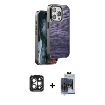 MARSİLYAN™- iPhone 15 Pro Max Kılıf Atlas Minimal Özel Seri - Siyah Vanessa Magic Cam + PVD Metal Kamera Lens - GI