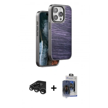 MARSİLYAN™- iPhone 15 Pro Max Kılıf Atlas Minimal Özel Seri - Siyah Vanessa Magic Cam + Raze Metal Kamera Lens - TMGI