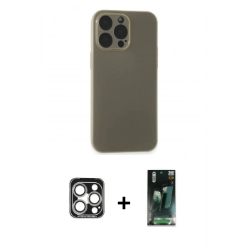 MARSİLYAN™- iPhone 15 Pro Max Kılıf Atlas Minimal Prime - Şeffaf 360 Full Body Arka Koruyucu + PVD Metal Kamera Lens - GS