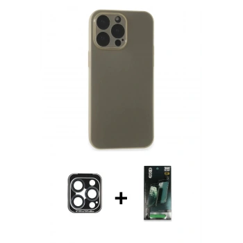 MARSİLYAN™- iPhone 15 Pro Max Kılıf Atlas Minimal Prime - Şeffaf 360 Full Body Arka Koruyucu + PVD Metal Kamera Lens - LT