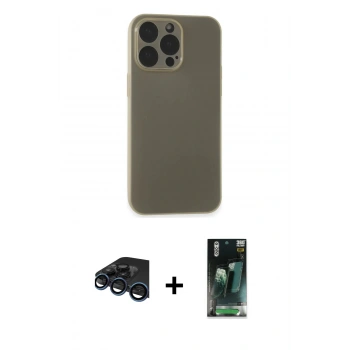 MARSİLYAN™- iPhone 15 Pro Max Kılıf Atlas Minimal Prime - Şeffaf 360 Full Body Arka Koruyucu + Raze Metal Kamera Lens - LT