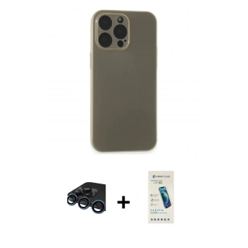 MARSİLYAN™- iPhone 15 Pro Max Kılıf Atlas Minimal Prime - Şeffaf Pasifik Cam Ekran Koruyucu + Raze Metal Kamera Lens - LT