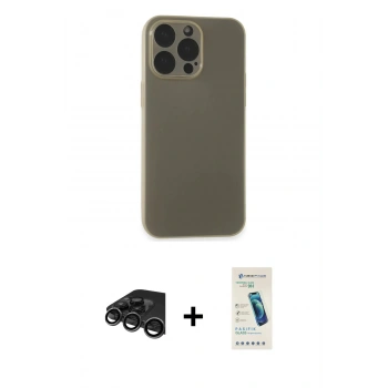 MARSİLYAN™- iPhone 15 Pro Max Kılıf Atlas Minimal Prime - Şeffaf Pasifik Cam Ekran Koruyucu + Raze Metal Kamera Lens - TMGI