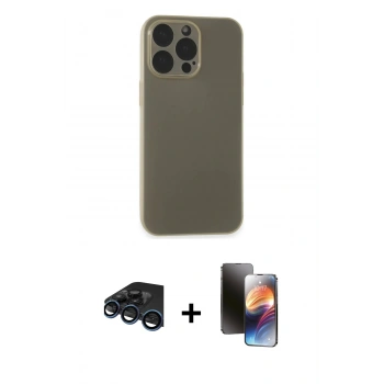 MARSİLYAN™- iPhone 15 Pro Max Kılıf Atlas Minimal Prime - Siyah 3D Antistatik Mat Seramik Nano Ekran Koruyucu + Raze Metal Kamera Lens - LT