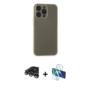 MARSİLYAN™- iPhone 15 Pro Max Kılıf Atlas Minimal Prime - Siyah 3D Antistatik Seramik Nano Ekran Koruyucu + Raze Metal Kamera Lens - GS