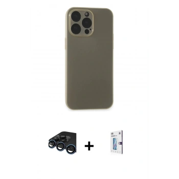 MARSİLYAN™- iPhone 15 Pro Max Kılıf Atlas Minimal Prime - Siyah Bilvis 0.18mm Plus Cam Ekran Koruyucu + Raze Metal Kamera Lens - LT