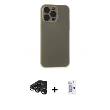 MARSİLYAN™- iPhone 15 Pro Max Kılıf Atlas Minimal Prime - Siyah Bilvis 0.18mm Plus Cam Ekran Koruyucu + Raze Metal Kamera Lens - GS