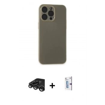 MARSİLYAN™- iPhone 15 Pro Max Kılıf Atlas Minimal Prime - Siyah Bilvis 0.18mm Plus Cam Ekran Koruyucu + Raze Metal Kamera Lens - TMGI
