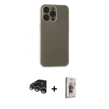 MARSİLYAN™- iPhone 15 Pro Max Kılıf Atlas Minimal Prime - Siyah Bilvis 3D Cam Ekran Koruyucu + Raze Metal Kamera Lens - GS