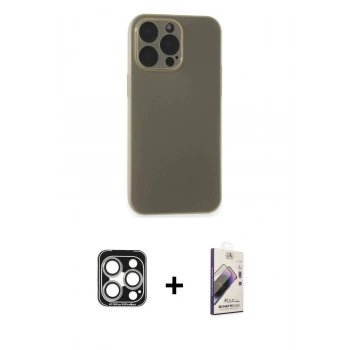 MARSİLYAN™- iPhone 15 Pro Max Kılıf Atlas Minimal Prime - Siyah Bilvis 3D Mat Cam Ekran Koruyucu + PVD Metal Kamera Lens - GS