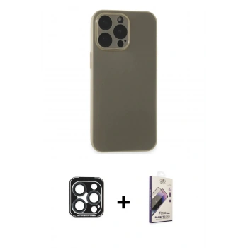 MARSİLYAN™- iPhone 15 Pro Max Kılıf Atlas Minimal Prime - Siyah Bilvis 3D Mat Cam Ekran Koruyucu + PVD Metal Kamera Lens - LT