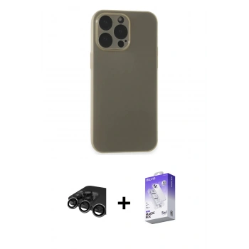 MARSİLYAN™- iPhone 15 Pro Max Kılıf Atlas Minimal Prime - Siyah Bilvis 5in1 3D Magic Cam Ekran Koruyucu + Raze Metal Kamera Lens - TMGI