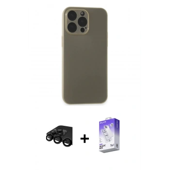 MARSİLYAN™- iPhone 15 Pro Max Kılıf Atlas Minimal Prime - Siyah Bilvis 5in1 3D Magic Cam Ekran Koruyucu + Raze Metal Kamera Lens - SH