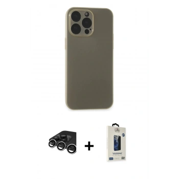MARSİLYAN™- iPhone 15 Pro Max Kılıf Atlas Minimal Prime - Siyah Bilvis Hayalet Cam Ekran Koruyucu + Raze Metal Kamera Lens - GS
