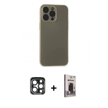 MARSİLYAN™- iPhone 15 Pro Max Kılıf Atlas Minimal Prime - Siyah Bilvis Hayalet Cam Ekran Koruyucu + PVD Metal Kamera Lens - LT