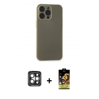 MARSİLYAN™- iPhone 15 Pro Max Kılıf Atlas Minimal Prime - Siyah Buffer Cam Ekran Koruyucu + PVD Metal Kamera Lens - GI