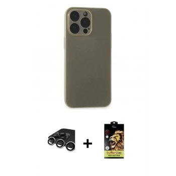 MARSİLYAN™- iPhone 15 Pro Max Kılıf Atlas Minimal Prime - Siyah Buffer Cam Ekran Koruyucu + Raze Metal Kamera Lens - GS