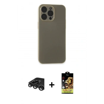 MARSİLYAN™- iPhone 15 Pro Max Kılıf Atlas Minimal Prime - Siyah Buffer Cam Ekran Koruyucu + Raze Metal Kamera Lens - TMGI