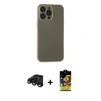 MARSİLYAN™- iPhone 15 Pro Max Kılıf Atlas Minimal Prime - Siyah Buffer Cam Ekran Koruyucu + Raze Metal Kamera Lens - SH