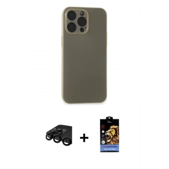 MARSİLYAN™- iPhone 15 Pro Max Kılıf Atlas Minimal Prime - Siyah Buffer Hayalet Cam Ekran Koruyucu + Raze Metal Kamera Lens - SH