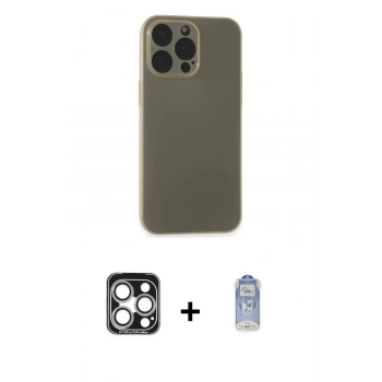 MARSİLYAN™- iPhone 15 Pro Max Kılıf Atlas Minimal Prime - Siyah Joko Magic 5D Cam + PVD Metal Kamera Lens - GS